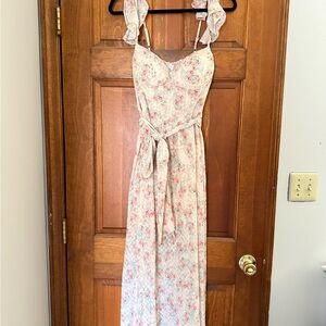 Floral Midi Dress with Ruffle Straps